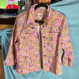 Christopher & Banks Floral Jacket - Pink, Purple, and Green size large nwot